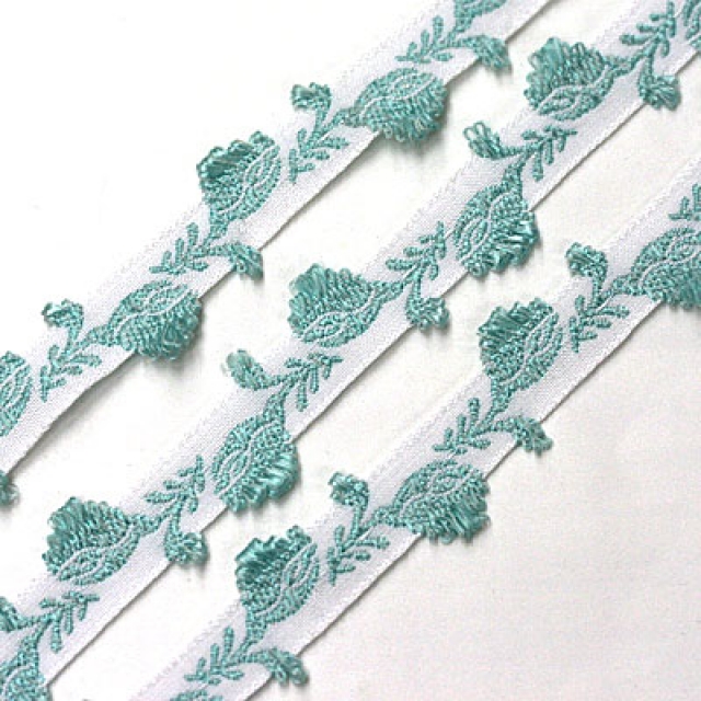 リーフ刺繍/イタリア製リボン