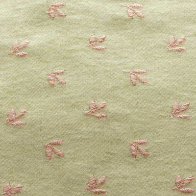 アクリル混紡/アイボリー × リーフ刺繍（ピンク）