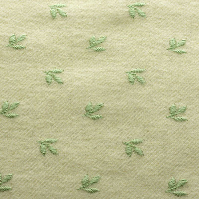 アクリル混紡/アイボリー × リーフ刺繍（グリーン）